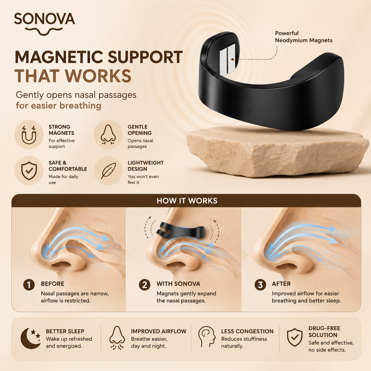 SONOVA™ Magnetic Nasal Strips